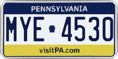 PA license plate MYE4530