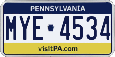 PA license plate MYE4534