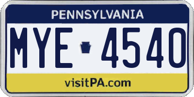 PA license plate MYE4540