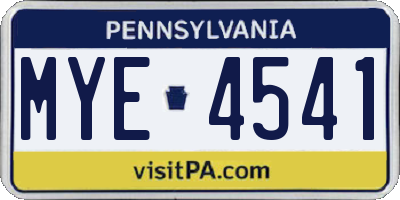 PA license plate MYE4541