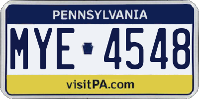 PA license plate MYE4548