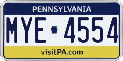 PA license plate MYE4554
