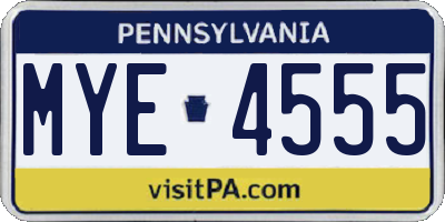 PA license plate MYE4555