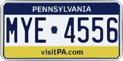 PA license plate MYE4556
