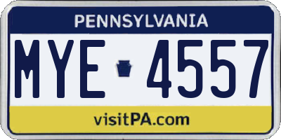 PA license plate MYE4557