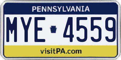 PA license plate MYE4559