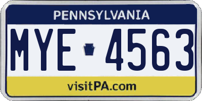 PA license plate MYE4563