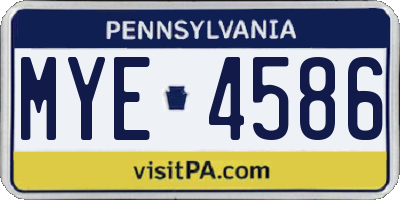 PA license plate MYE4586
