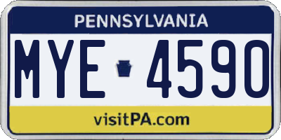 PA license plate MYE4590