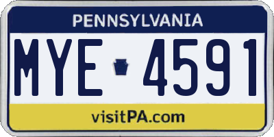 PA license plate MYE4591