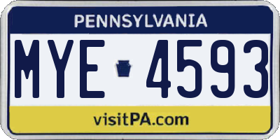 PA license plate MYE4593