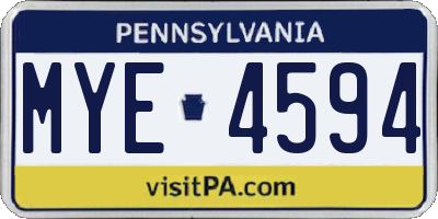 PA license plate MYE4594
