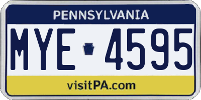 PA license plate MYE4595
