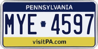 PA license plate MYE4597
