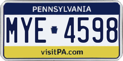 PA license plate MYE4598