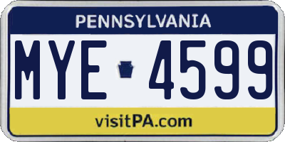 PA license plate MYE4599