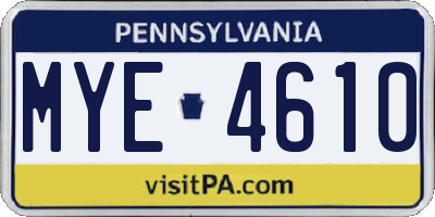 PA license plate MYE4610