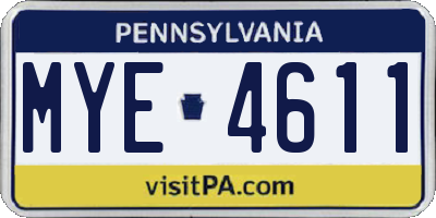 PA license plate MYE4611