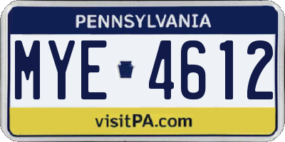 PA license plate MYE4612