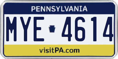 PA license plate MYE4614