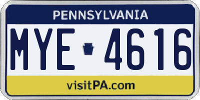 PA license plate MYE4616