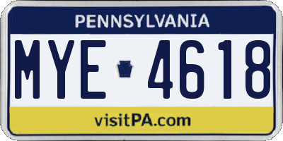 PA license plate MYE4618