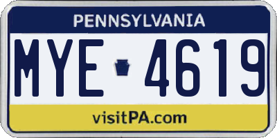 PA license plate MYE4619