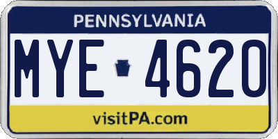 PA license plate MYE4620