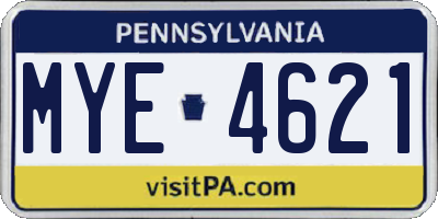 PA license plate MYE4621