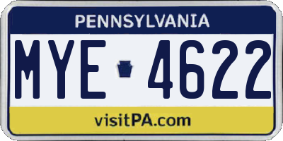 PA license plate MYE4622