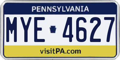 PA license plate MYE4627