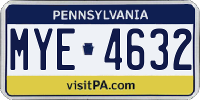 PA license plate MYE4632
