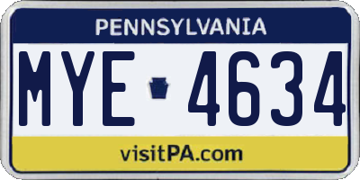 PA license plate MYE4634