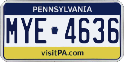 PA license plate MYE4636