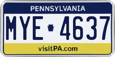 PA license plate MYE4637