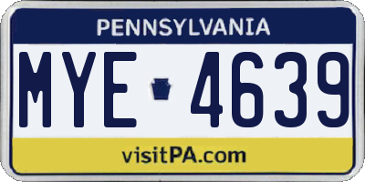 PA license plate MYE4639