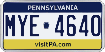 PA license plate MYE4640