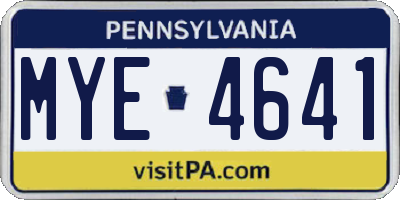 PA license plate MYE4641