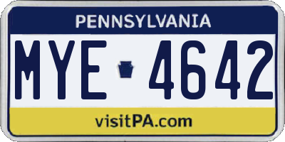 PA license plate MYE4642