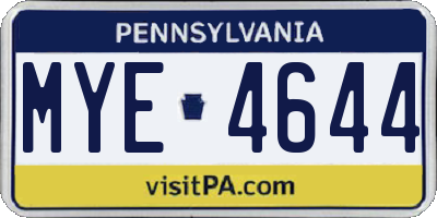 PA license plate MYE4644