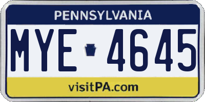 PA license plate MYE4645