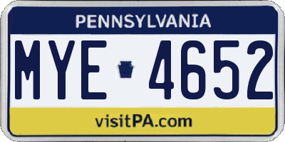 PA license plate MYE4652