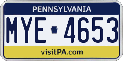 PA license plate MYE4653