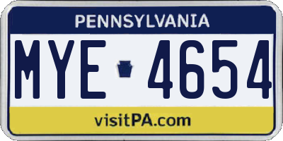 PA license plate MYE4654