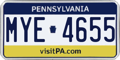 PA license plate MYE4655