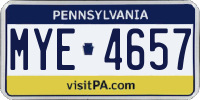 PA license plate MYE4657