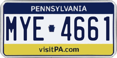 PA license plate MYE4661
