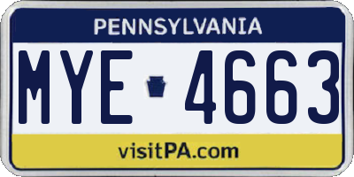 PA license plate MYE4663