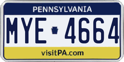 PA license plate MYE4664