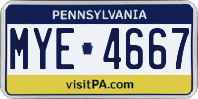 PA license plate MYE4667
